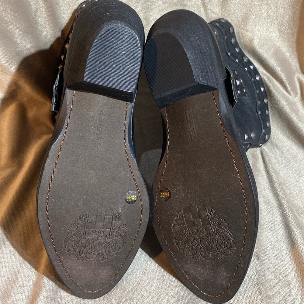 Vince Camuto Distressed Leather Mid Calf Black women’s size 8 🆕 - Picture 3 of 8